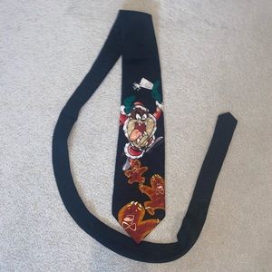Vintage Looney Tunes Taz Silk Christmas Tie